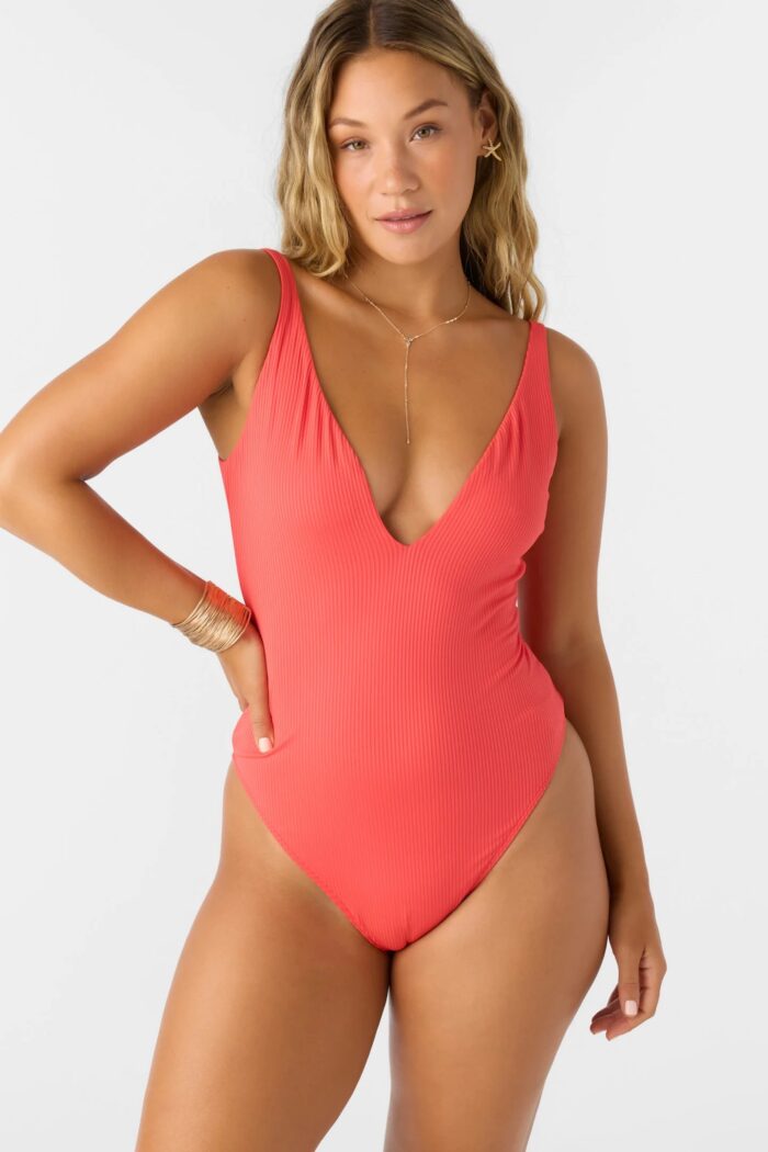 O'Neill Saltwater Solids Rib Edgewater One Piece (Cayenne) Large
