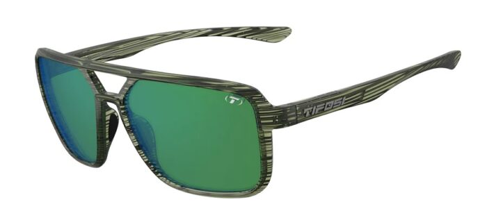 Tifosi Salto Olive Stripe Fade Frame - Polarized Smoke Tint with Emerald Mirror